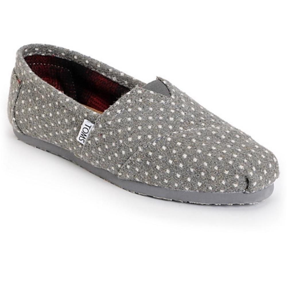 TOMS Gray Dot Slip Ons